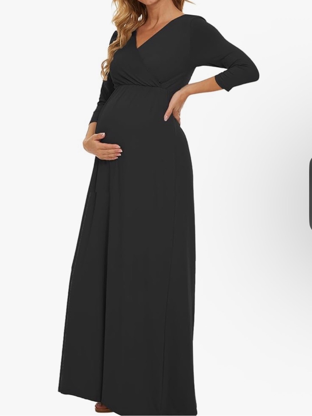 Maternity Black Women's Wrap-Front Dress